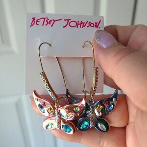 Betsey Johnson butterfly dangle earrings NWT